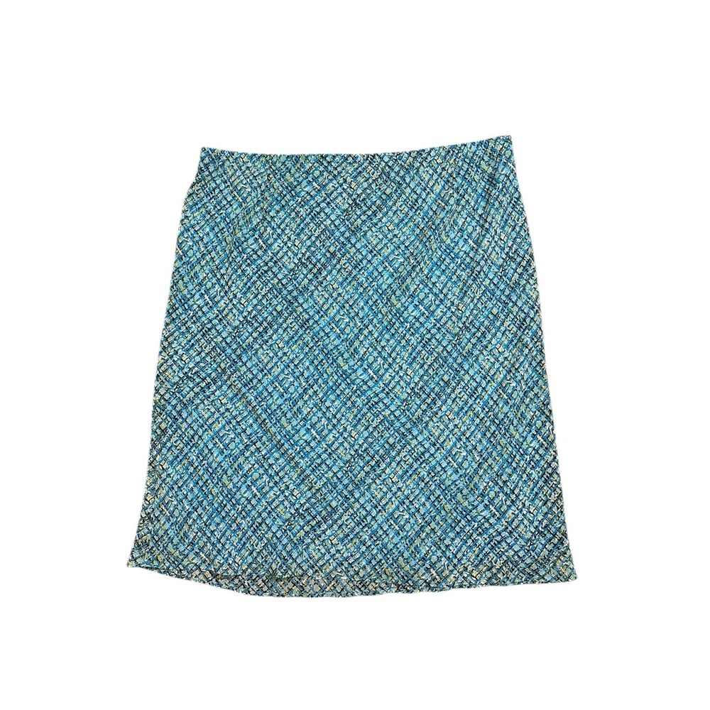 Venezia Jeans Co Blue Abstract Print A-Line Midi Skirt Lined Women's Plus 18/20
